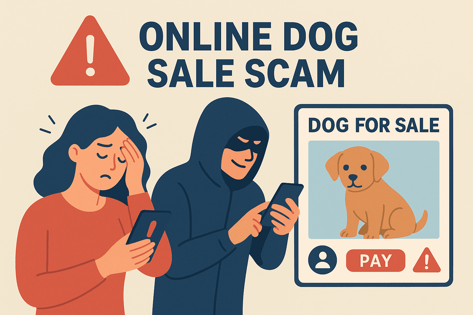 Puppy scam illustration